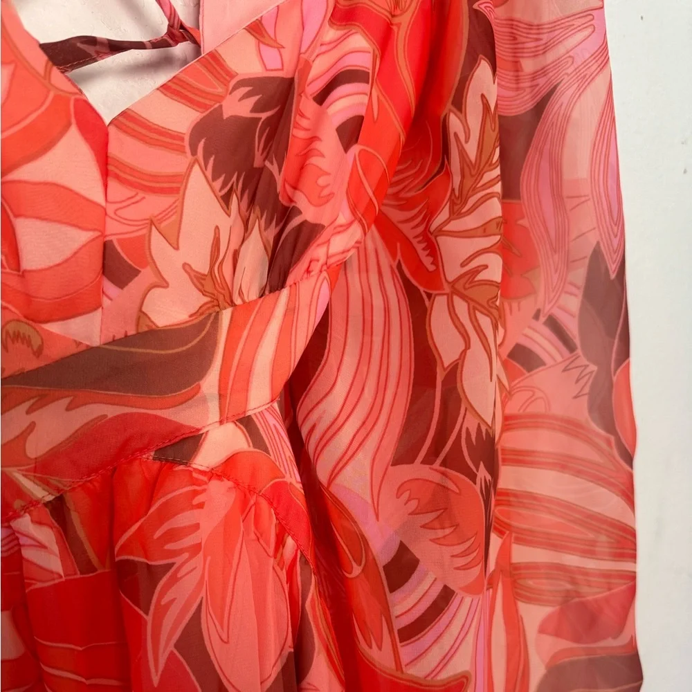 Elegant Orange Floral Midi Dress - Picture 6 of 16